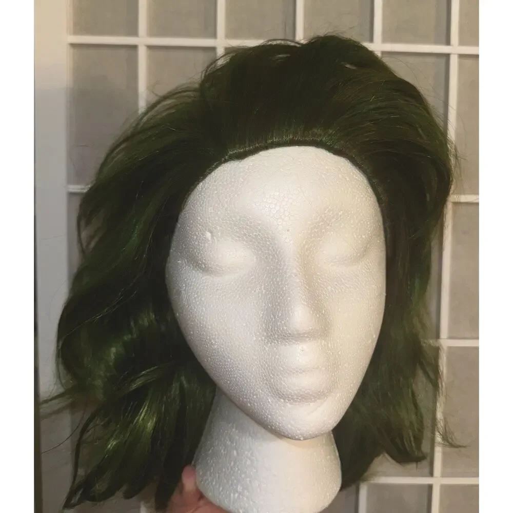Green Joker Mad Clown Cosplay Adult Wig With Makeup Brand New Short Curly